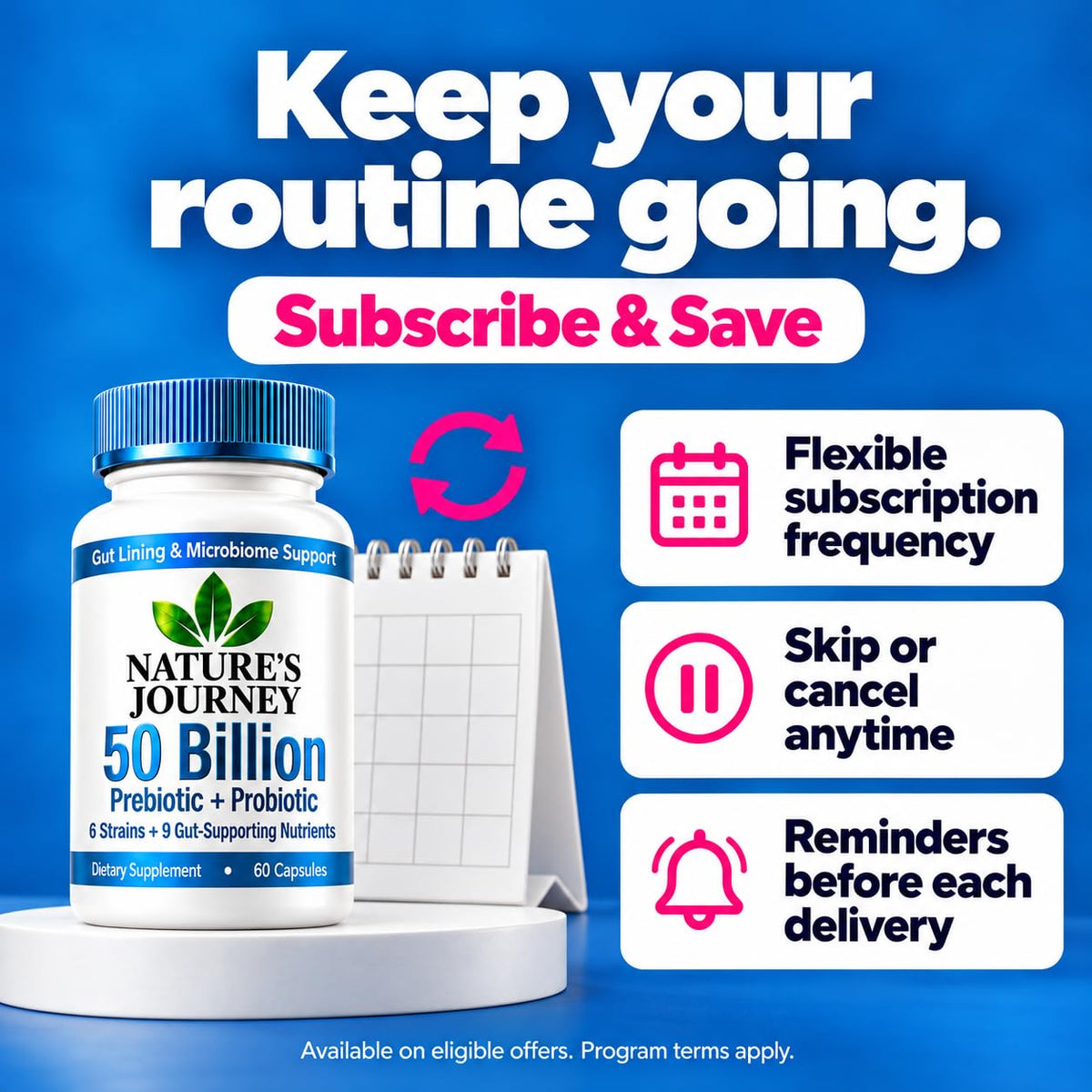 Subscribe and Save on Nature's Journey probiotic
