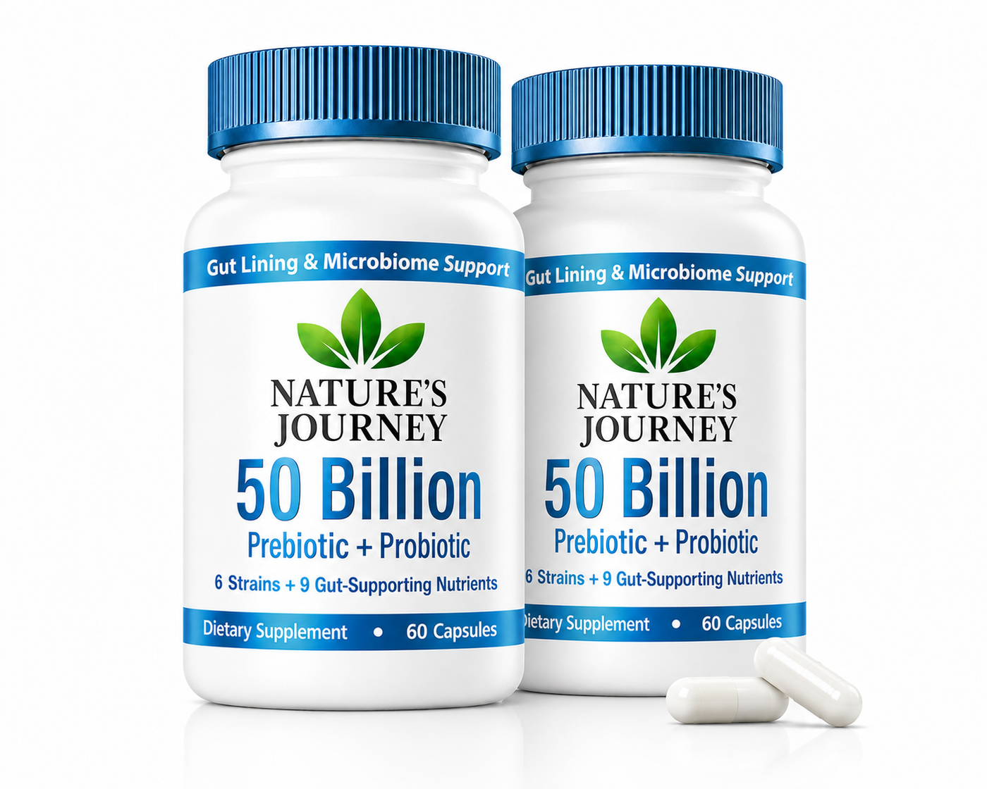 Nature's Journey 50 Billion CFU Prebiotic + Probiotic — 2 bottle bundle