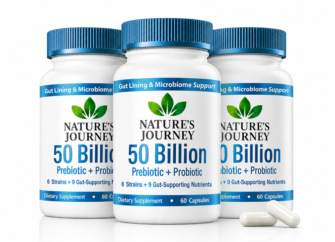 Nature's Journey 50 Billion CFU Prebiotic + Probiotic — 3 bottle bundle