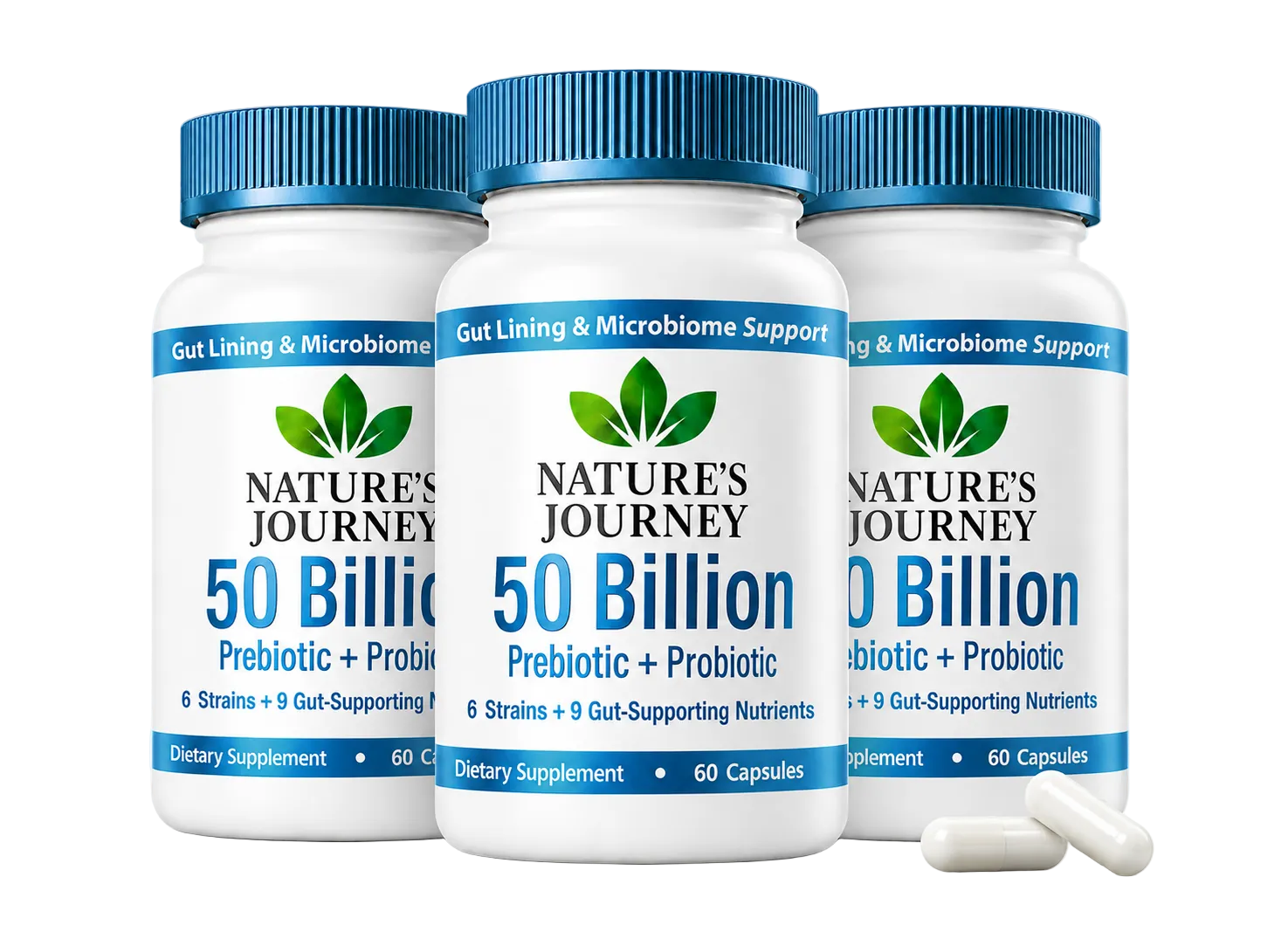 Nature's Journey 50 Billion CFU Prebiotic + Probiotic — 3 bottle bundle